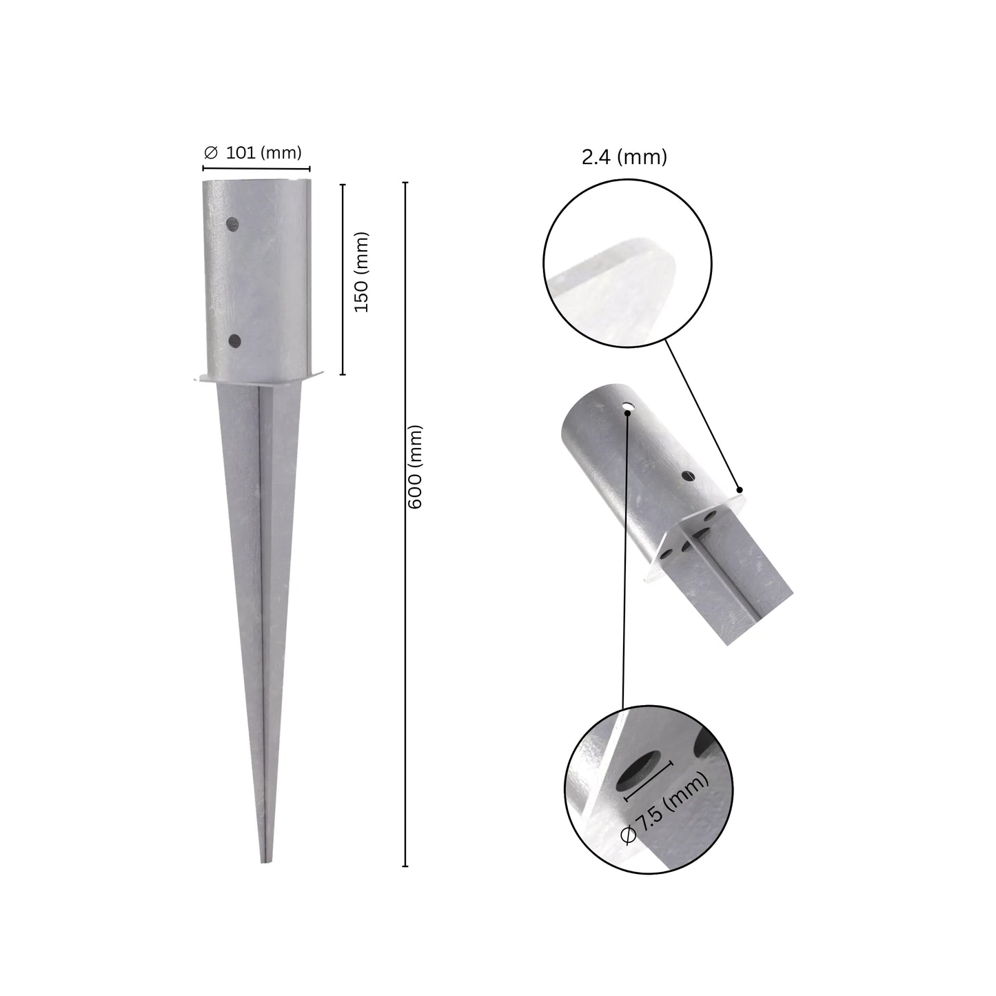 Round post spike support