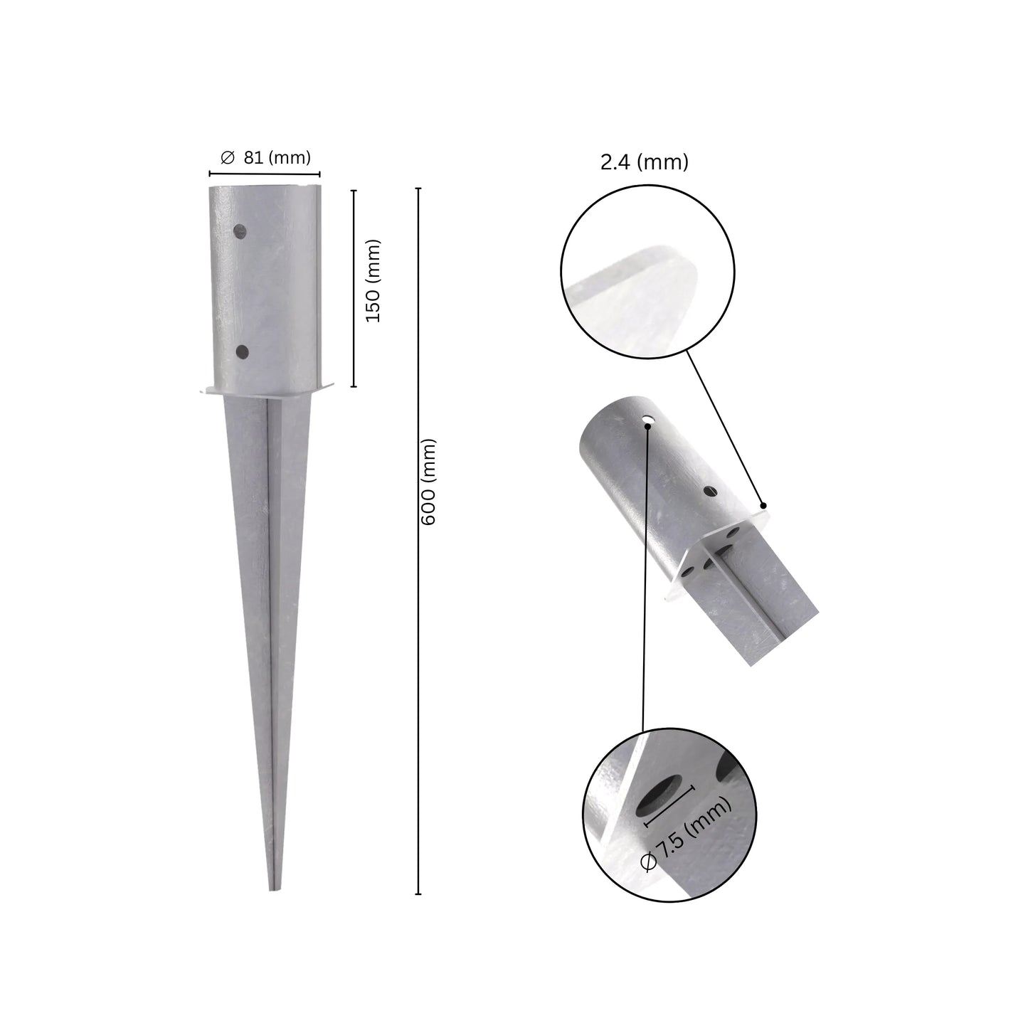 Round post spike support