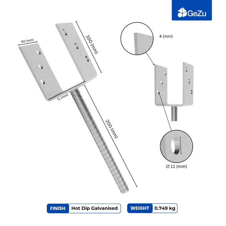 Concrete In U Shape Post Support | Fence Post Holder