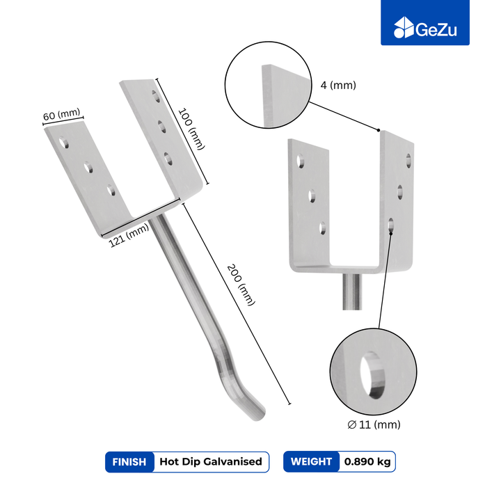 Concrete In U Shaped Post Holder With Bent Rod