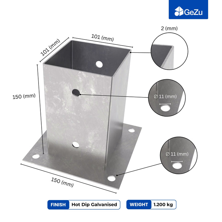 Square Bolt Down Post Support Base | Post Shoe