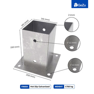Square bolt down post support base bundle - detail view 12