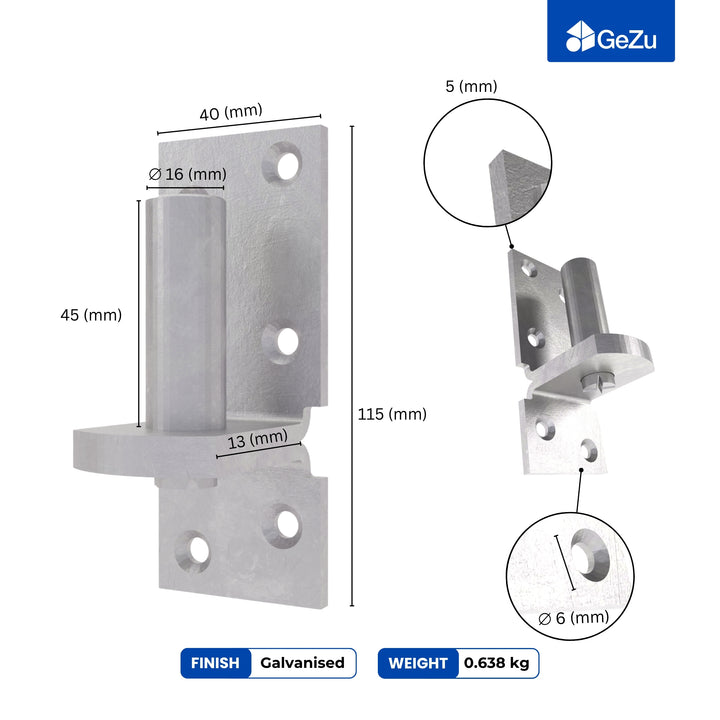Gate hinge mounting bracket