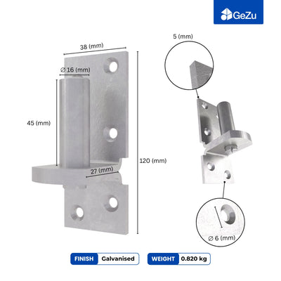 Gate hinge mounting bracket