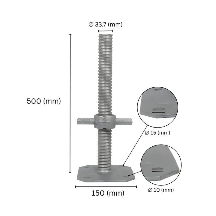 Adjustable Scaffolding Screw Jack 500x33.7 - Set of 8