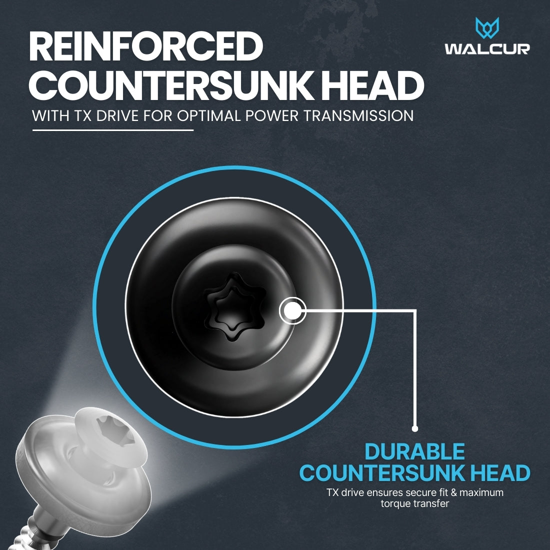 Countersunk head roofing screw with washer