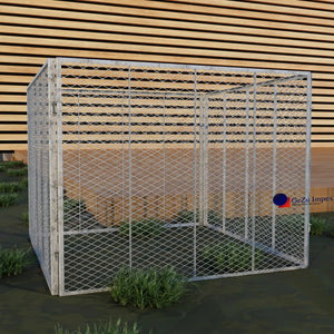 Metal wire mesh composter bin placed in a garden.